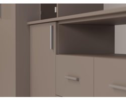 Wohnwand Modern 7-in-1 Wohnzimmer Schrankwand 380 cm x 240 cm x 54 cm – Große Vitrinen mit Rauchglas, Hängeschränke & RTV-Auszug für TV – Viel Stauraum & Modular – Abkantoor