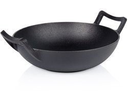 Wokpan Gietijzeren CAST LINE 32 cm - Koekenpan - Diepe Braadpan - Aziatische Kookpan