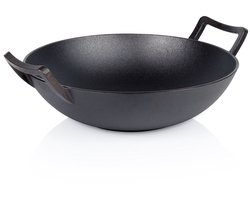 Wokpan Gietijzeren CAST LINE 36 cm - Koekenpan - Diepe Braadpan - Aziatische Kookpan