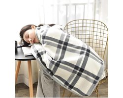 Wol Poncho Dekens - Bureau Stoel Dekens - Drieweg Knopen Design - Reizen Camping Dekens - Cadeau voor Oma - Ouderen Zorg - Dames Heren Model - Extra Zacht - Binnen Buiten Gebruik - Lange Luxe Overgooier - Kerstcadeau Idee - Maat L