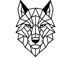 Wolf geometrische line-art wanddecoratie – dierenkop wandbord – klein 25×17,6 cm – populierenhout zwart