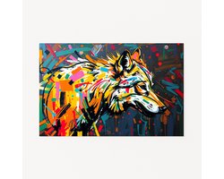 Wolf muurdecoratie – wanddecoratie modern – muurdecoratie industrieel – 90x60 cm