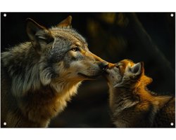Wolf posters - Dieren posters - Tuinposters Wolven - Buiten - Tuin accessoires - Tuin decoratie voor buiten tuinposter 90x60 cm