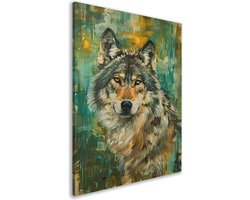 Wolf wanddecoratie - Dieren portret - Schilderij op canvas Achtergrond - Wanddecoratie modern - Schilderij op canvas - Woonkamer decoratie canvas 40x60 cm