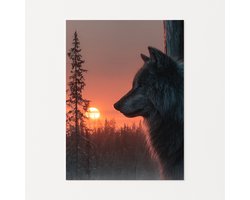 Wolf wanddecoratie - Muurdecoratie modern - 60x90 cm