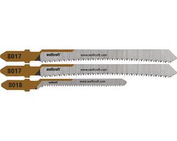 wolfcraft - Decoupeerzaagbladen voor Meubels - 3 stuks - Voor rechte en bochtsneden door gefineerd hout, fijne snede, Mirror-Cut - 2391000