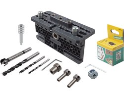 wolfcraft - Excenter Meubelverbinding Set 53-delig – Boorsjabloon & Paneelverbinders Ø15 mm – Demontabel – Meubels Bouwen – 4665000