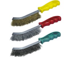 wolfcraft - Staalborstel - 3 delige SET - Handstaalborstel - Hand Borstel - Staal Borstels - 2138000