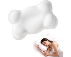 Wolk Kussen - Ergonomisch Cervicaal Steunkussen van Memory Schuim met Ademende Wasbare Hoezen - Dubbele Hoogte - voor Zij-, Rug- & Buikslapers - Wit - 1 Stuk