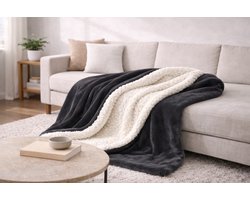 Wolken fleece deken 150x200 cm – Luxe, extra zacht & warm – Voor bank en bed – Donkergrijs