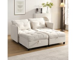 [Wolken-modulaire bank] 4-zits modulaire, scheidbare bankstel: vrij te combineren + opbergruimte onder alle zitkussens + slaapfunctie + chenille bekleding - vrije ruimte-indeling - met woonkamer-slaapbankcombinatie