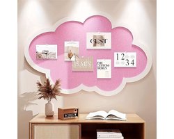 Wolkenprikbord met punaises - 60x40cm - Leuke wanddecoratie Viltkurkbord - Zelfklevende kurk memoborden - Opvouwbaar decoratief prikbord voor thuis, kantoor, school,roze