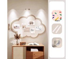 Wolkenprikbord met punaises Leuke wanddecoratie Viltkurkbord Zelfklevende kurken memoborden Opvouwbaar decoratief prikbord voor thuis, kantoor, school, bruin