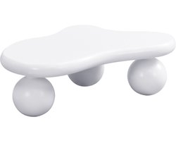 Wolkvorm Salontafel Sidetable 95×62,5×32cm Wit met LED Verlichting 16 Kleuren, Cloud Coffee Table met Ronde Poten, Moderne Bijzettafel voor Woonkamer en Kinderkamer