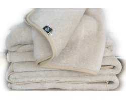 Wollen Deken 100% Wol Merino & Kameel Blend - Almond - OnceDoce® 450 g/m² Heerlijk Zacht Ademend en Warm - Wasbaar - 200x200cm
