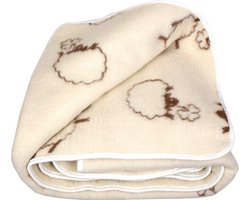 Wollen Deken Plaid 200x220cm in 100% zuivere Australische Merino scheerwol 450 g/m² Woolmark-certificaat - Crème Bruin – Dansende Lammetjes