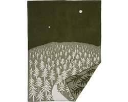 Wollen deken - plaid House in the Forest eco - wol groen-wit