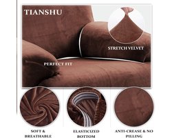 Wollen Fauteuil Hoes Stretch Fauteuil Hoes Moderne Fluwelen Pluche Fauteuil Hoes Meubelbeschermer Spandex Bank Hoes Voor Fauteuil Hoes(Koffie)