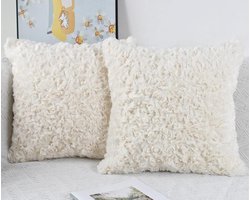 Wollen Kussenhoes - Set van 2 - Beige - 50 x 50 cm