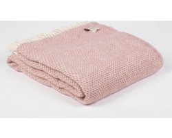 Wollen Plaid - Bijenkorf - Roze Wit