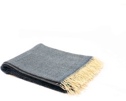 Wollen Plaid - Blauw - Fijn korrelig weefpatroon - 100% pure wol - McNutt - 200x145cm