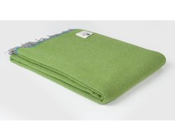 Wollen Plaid - Blauw/Grijs/Groen - Visgraatpatroon - McNutt - 200x145cm