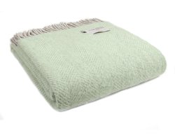 Wollen Plaid - Groen - Visgraat patroon - Tweedmill - 183x150cm