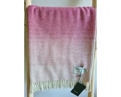 Wollen Plaid - OMBRE Stripe Pink Khaki (Merino) 140x185cm - Bronte x Plaids.shop