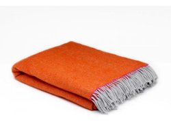 Wollen Plaid - Oranje - Visgraatpatroon - McNutt - 200x145cm