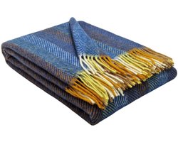 Wollen Plaid - PARIS - Blauw-Multicolor XL (140x200cm)