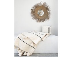 Wollen pompom deken, smalle streep, plaid, bedsprei, reisdeken, Little Lofts