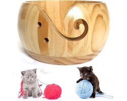 Wollen Schaal Garenkom Hout | Handgemaakt | Opbergkom Textielgaren Yarn bowl
