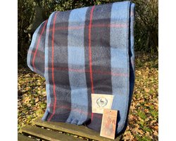Wollen Tartan Blue / Blauw XL - King Size - zacht - warm - duurzame wol - Bedsprei - plaid - Stijlvol