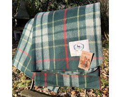 Wollen Tartan Plaid Green / Groene Tartan XL - King Size - zacht - warm - duurzame wol - Bedsprei - plaid