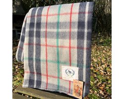 Wollen Tartan Plaid White / Wit gestreept Tartan XL - King Size - zacht - warm - duurzame wol - Bedsprei - plaid