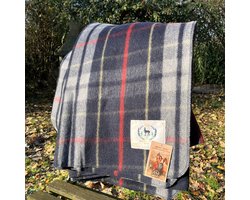 Wollen Tartan Zwart / Grijs XL - King Size - zacht - warm - duurzame wol - Bedsprei - plaid - Stijlvol