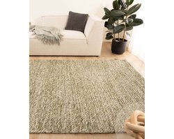 Wollen vloerkleed - Hyssing olijfgroen 200x300