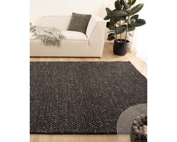 Wollen vloerkleed - Løkke zwart 240x340 cm