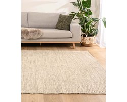 Wollen vloerkleed - Odda wit/taupe 160x230