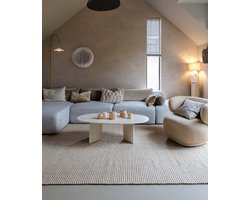 Wollen vloerkleed - Strim beige 240x340 cm