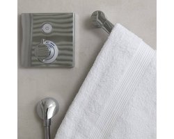 Wollig zachte badstof handdoeken - absorberend - set van 2 - wit/donkergrijs - 70 x 200 cm