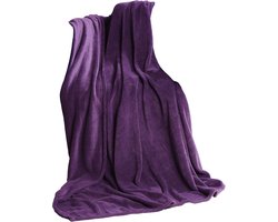 Wollige knuffeldeken, 150 x 200 cm, lila, deken, bank, woondeken, zacht, microvezel, fleece