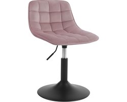WOLTU Verstelbare kruk, stoel, eetkamerstoel, make-up kruk, commerciële winkelkruk, multifunctioneel, 360 graden draaibaar, fluweel, roze, zitting 38-49,5 cm hoog