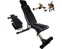 WOLV® Verstelbare Fitnessbank – 7 Standen – Halterbank tot 300KG Belastbaar – Inklapbaar & Ruimtebesparend – Trainingsbank voor Krachttraining – Met Verlengde Hoofdsteun