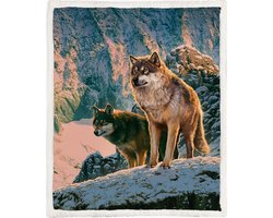 Wolven Fleece Deken 130*150cm Couple Wolves