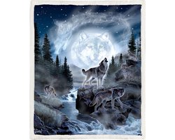 Wolven Fleece Deken 150*200cm Moon Wolf