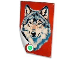 Wolvenkop in Pop Art-stijl - Wolf muurdecoratie - Posters dieren - Pop Art - Muurdecoratie kinderkamer - Slaapkamer muurdecoratie - poster 50x70 cm