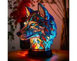 Wolvenkop (op batterijen)Tafellamp - Retro Tafellamp -3D Dieren Nachtlampje - 17cm - LE3D Licht Ornament