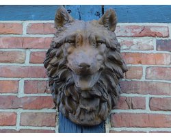 Wolvenkop - polystone - in oxide - wanddecoratie