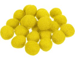 Wolvilt ballen kralen wol vilten pom 1,5 cm 15 mm geel voor thuis ambachten handwerk project DIY Pack van 20